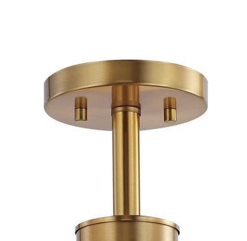 Olivier 23.5" 3-Light Bohemian Farmhouse Iron/Frosted Glass LED Semi Flush Mount - JONATHAN Y